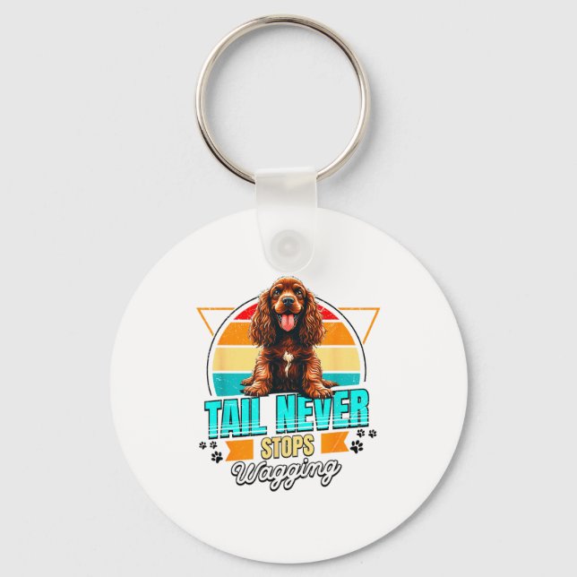 English Er Spaniel Lover Funny Er Spaniel Retro  Keychain (Front)