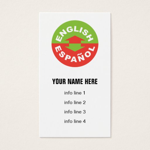 Customizable English Español bilingual symbol Business Card Templates