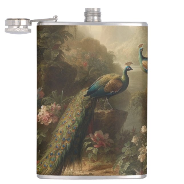 English Estate Peacock Trio Pocket Decanter Flask (Opened)