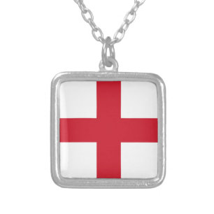 English flag silver plated necklace