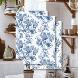 English Floral Vintage Blue and White LG Decoupage Tissue Paper