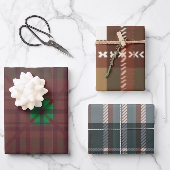 English Folk Plaid Stationery Set Wrapping Paper Sheets (Front)