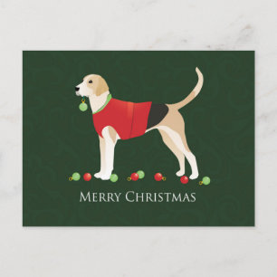English Foxhound Christmas Holiday Postcard