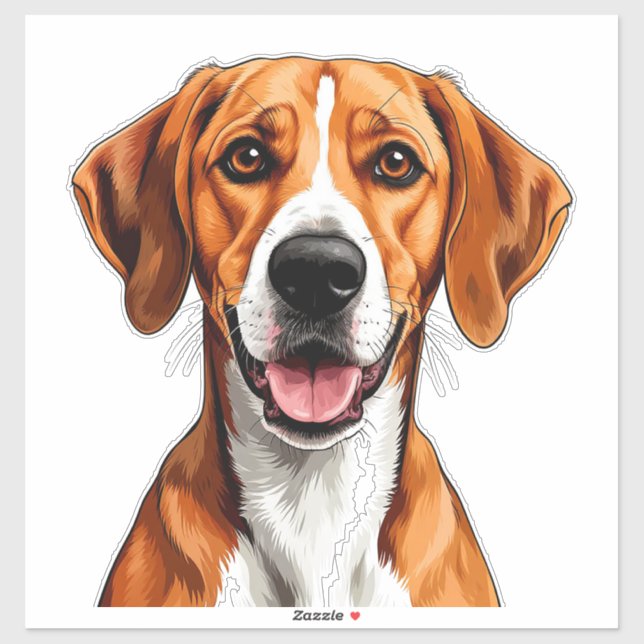 English Foxhound Dog Bright, Happy Expression Sticker (Sheet)
