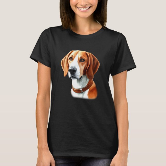 English Foxhound Dog Portrait T-Shirt (Front)