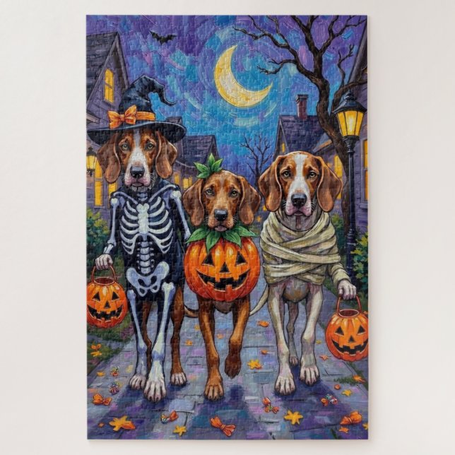 English Foxhound Dogs Trick-or-Treating Halloween  Jigsaw Puzzle (Vertical)