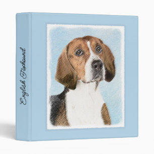 English Foxhound Painting - Cute Original Dog Art 3 Ring Binder