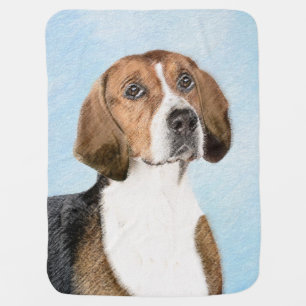 English Foxhound Painting - Cute Original Dog Art Baby Blanket