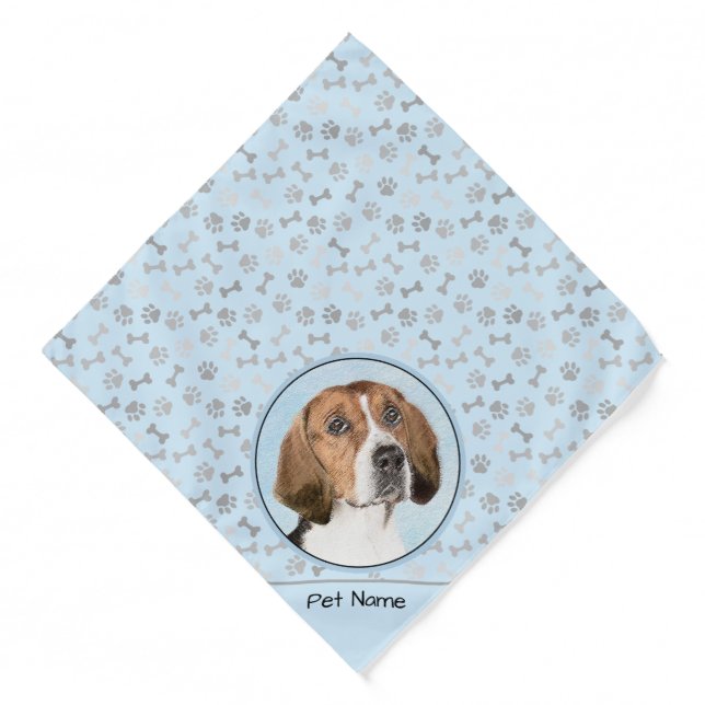 English Foxhound Painting Cute Original Dog Art Bandana (Front)