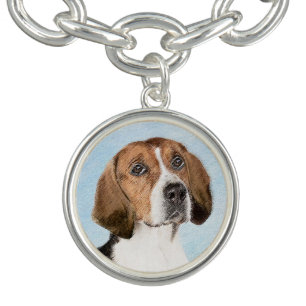 English Foxhound Painting - Cute Original Dog Art Bracelet