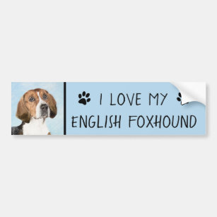 English Foxhound Painting - Cute Original Dog Art Bumper Sticker