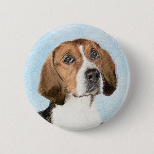 English Foxhound Painting - Cute Original Dog Art Button