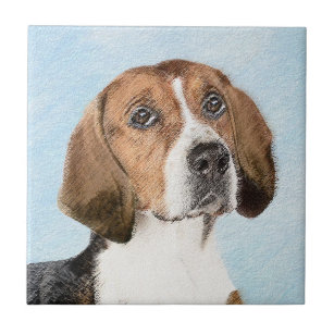 English Foxhound Painting - Cute Original Dog Art Ceramic Tile