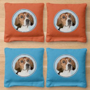 English Foxhound Painting - Cute Original Dog Art Cornhole Bags