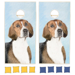 English Foxhound Painting - Cute Original Dog Art Cornhole Set