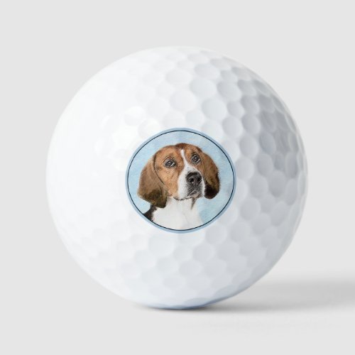 English Foxhound Painting _ Cute Original Dog Art Golf Balls