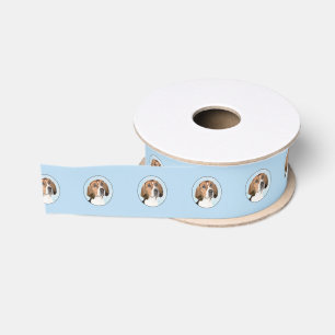 English Foxhound Painting - Cute Original Dog Art Grosgrain Ribbon