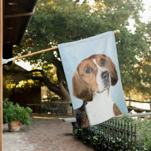 English Foxhound Painting - Cute Original Dog Art House Flag