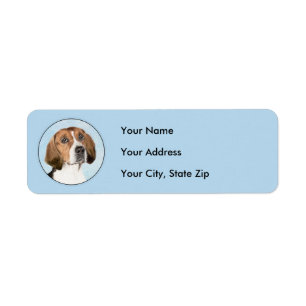 English Foxhound Painting - Cute Original Dog Art Label