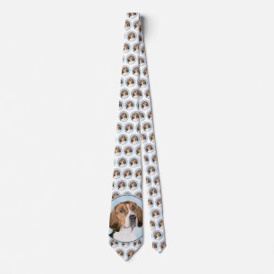 English Foxhound Painting - Cute Original Dog Art Neck Tie