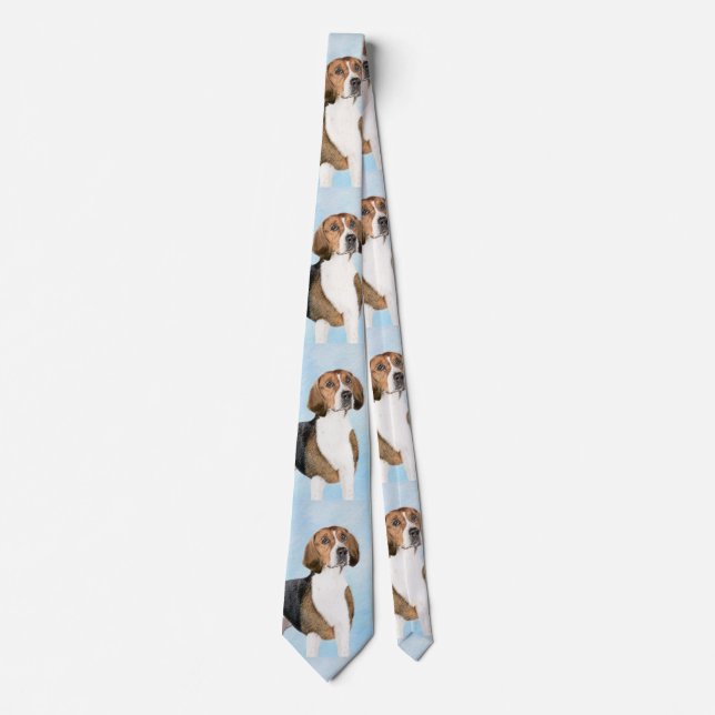 English Foxhound Painting - Cute Original Dog Art Neck Tie (Front)