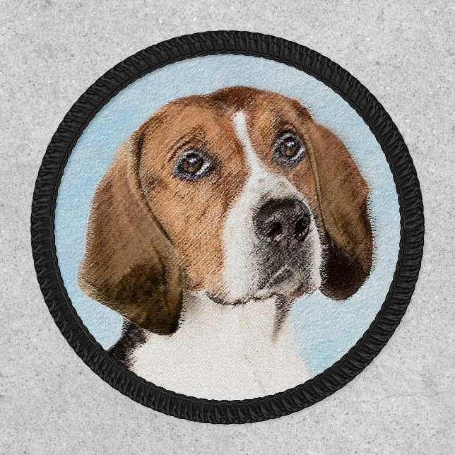 English Foxhound Painting - Cute Original Dog Art Patch (Front)