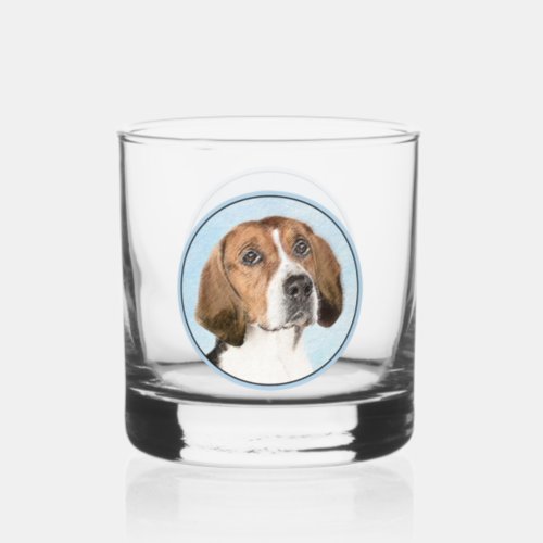 English Foxhound Painting _ Cute Original Dog Art Whiskey Glass
