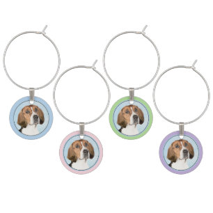 English Foxhound Painting - Cute Original Dog Art Wine Charm