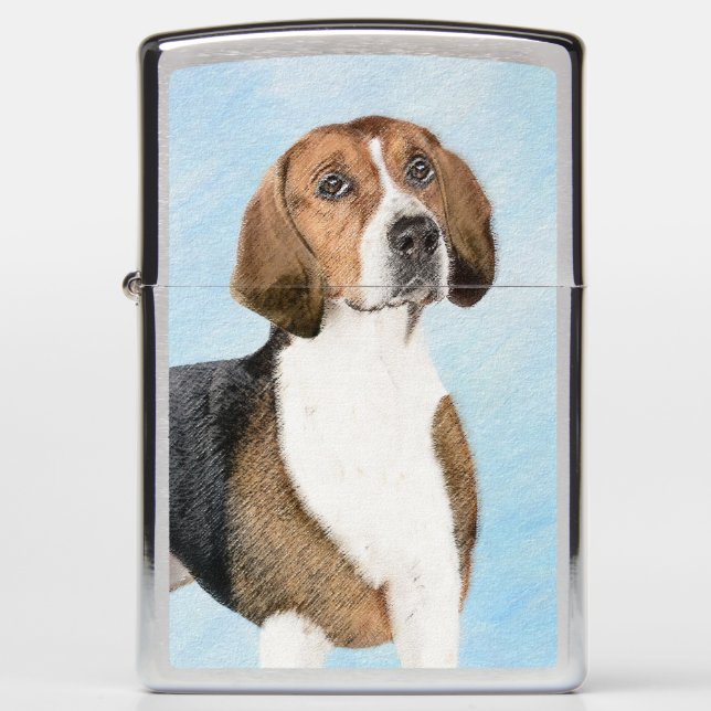 English Foxhound Painting - Cute Original Dog Art Zippo Lighter (Front)