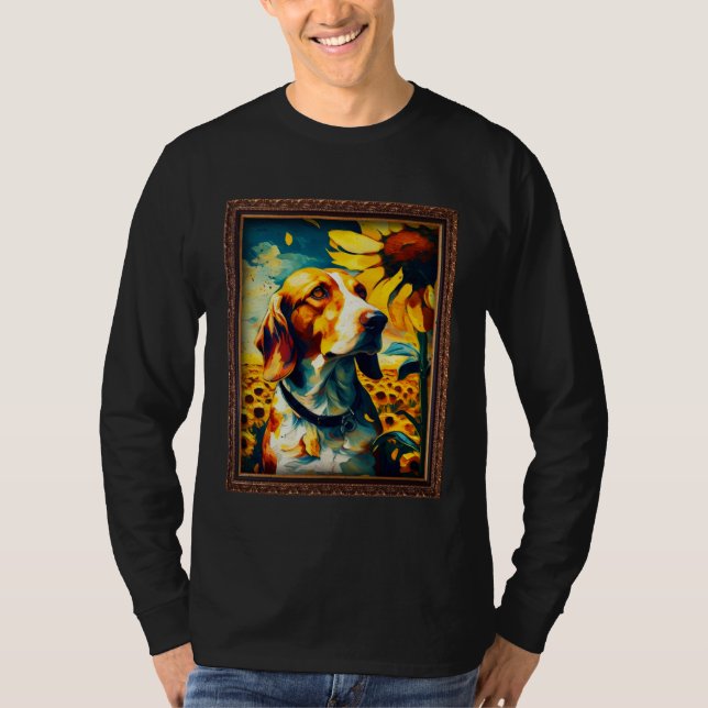 English Foxhound Painting Sunflower Flower Mom Wom T-Shirt (Front)