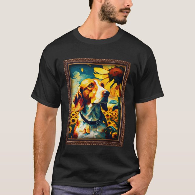 English Foxhound Painting Sunflower Flower Mom Wom T-Shirt (Front)