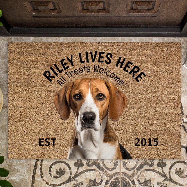 English Foxhound Personalized Pet Doormat (Creator Uploaded)