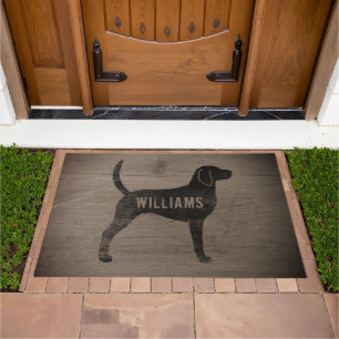 English Foxhound Silhouette Rustic Style Custom Doormat