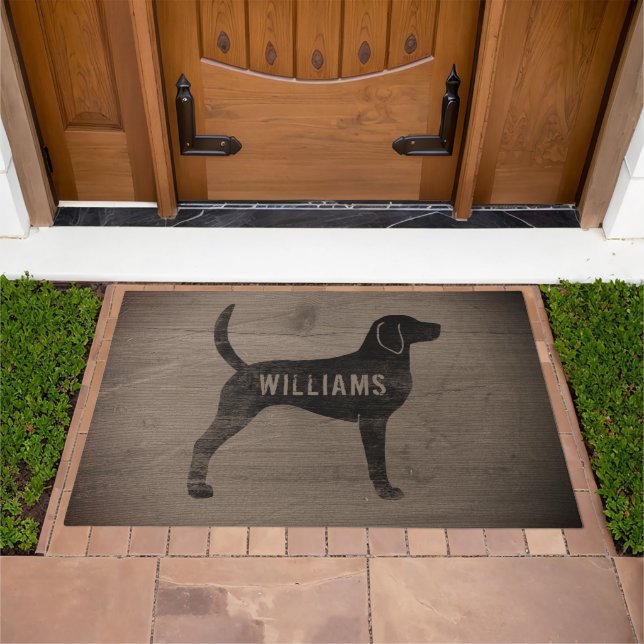 English Foxhound Silhouette Rustic Style Custom Doormat (Outdoor)
