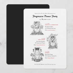 English Front Doors Progressive Dinner Party Invitation