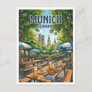 English Garden Beer Garden Munich Germany Postcard