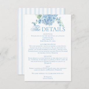 English Garden Blue Hydrangea Wedding Details Enclosure Card