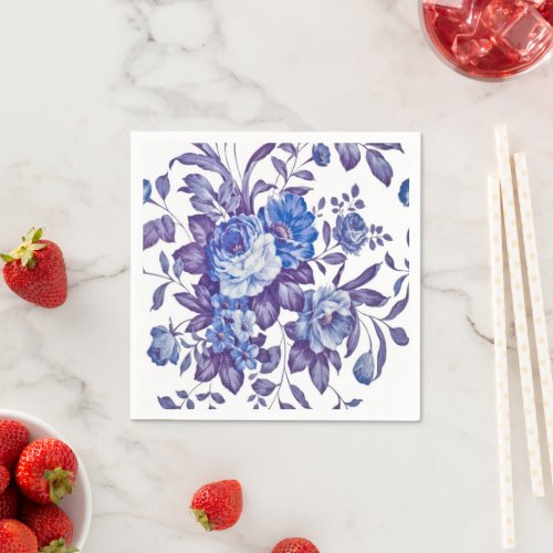 English Garden Blue Vintage Floral Purple Dining Napkins