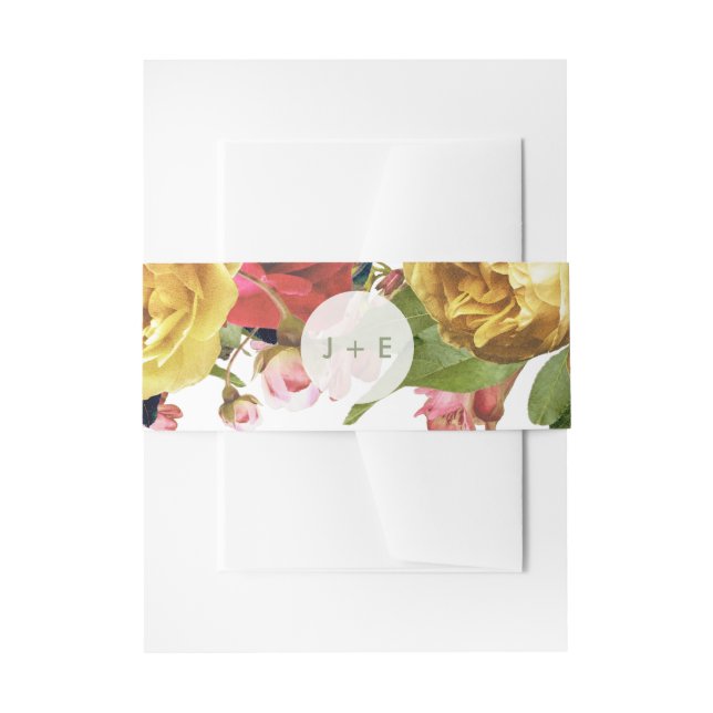 English Garden Boho  Roses Wedding Invitation Invitation Belly Band (Front Example)