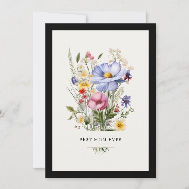 English Garden Bouquet Best Mom Ever Mother's Day Holiday Card (Front)
