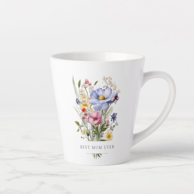 English Garden Bouquet Best Mum Ever Mother's Day Latte Mug (Right)