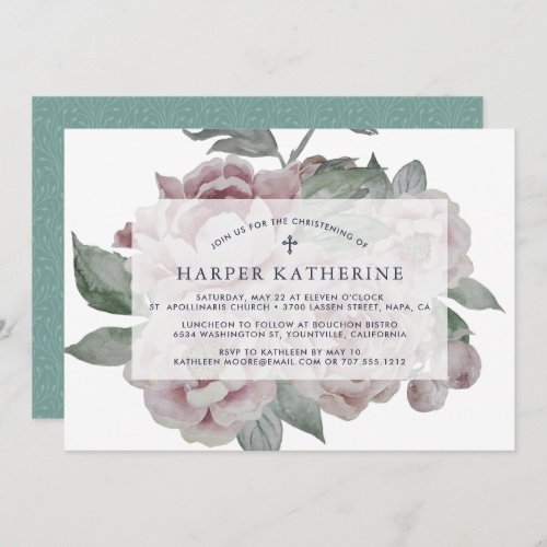 English Garden Christening or Baptism Invitation