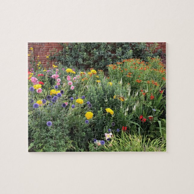 English Garden, Colourful, Flower Border Jigsaw Puzzle (Horizontal)