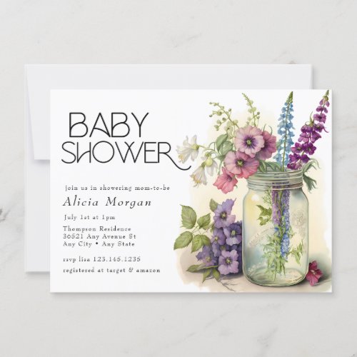 English Garden  Cottage Flowers Baby Shower Invitation