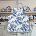 English Garden Floral Blue and White Grandmother Apron<br><div class="desc">This beautiful English chintz, light and airy vintage floral pattern apron was created from a torn scrap of antique wallpaper artwork in Delft blue and white. The color in the image was restored and repeat pattern recreated to produce this timeless, elegant apron with your message of love that she will...</div>