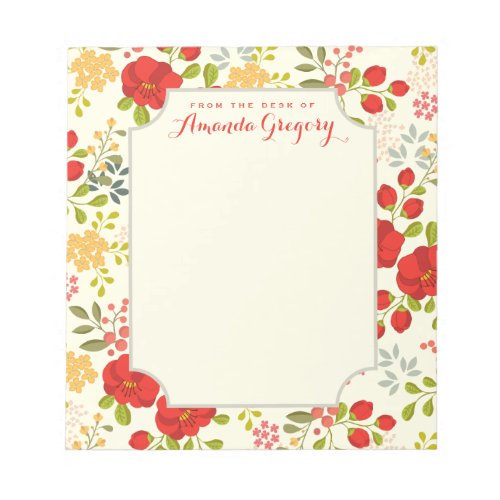 English Garden Floral Personalized Desk Notepad