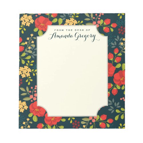 English Garden Floral Personalized Desk Notepad