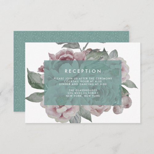 English Garden Floral Reception Card  Jade