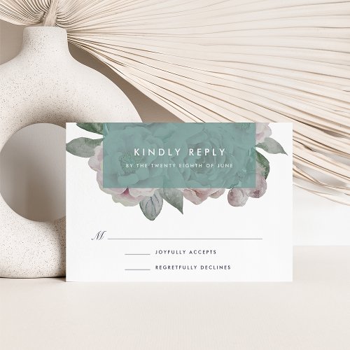 English Garden Floral RSVP Card  Jade