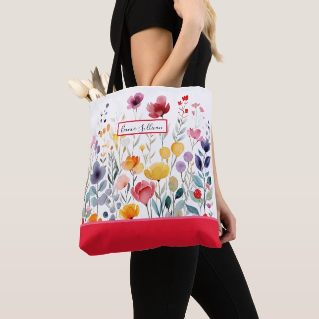 English Garden Floral  Tote Bag (Close Up)